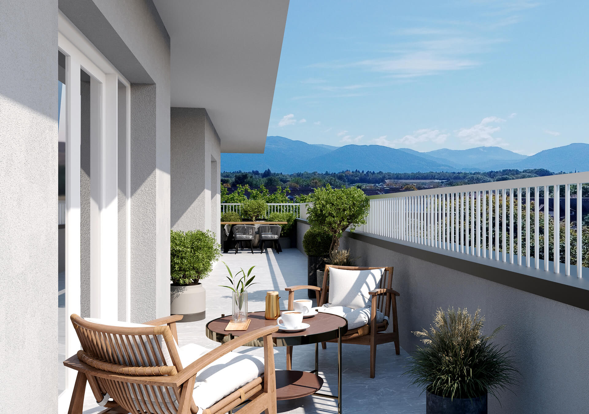 Moderner Balkon mit integrierter Photovoltaik